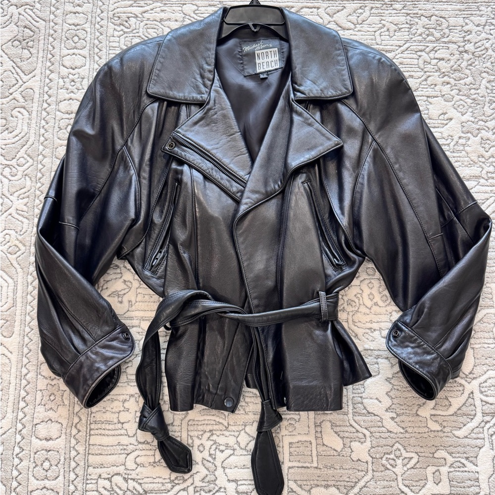 Vintage Michael Hoban North Beach Leather Women's Jacket, Size XS, black